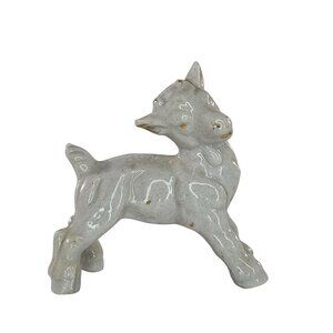 Vintage Ceramic White Goat Figurine Kitsch Farm Decor Cottage Core
